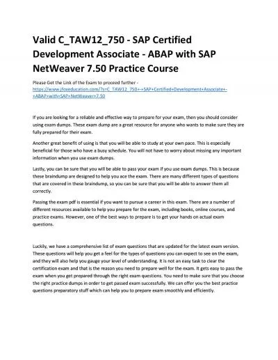 Valid C_TAW12_750 - SAP Certified Development Associate - ABAP with SAP NetWeaver 7.50