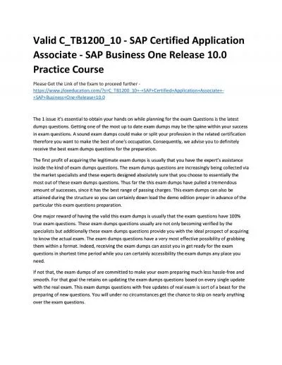 Valid C_TB1200_10 - SAP Certified Application Associate - SAP Business One Release 10.0