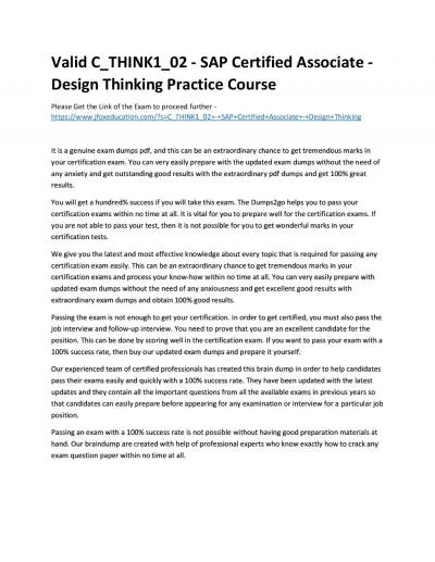 Valid C_THINK1_02 - SAP Certified Associate - Design Thinking Practice Course