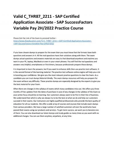 Valid C_THR87_2211 - SAP Certified Application Associate - SAP SuccessFactors Variable