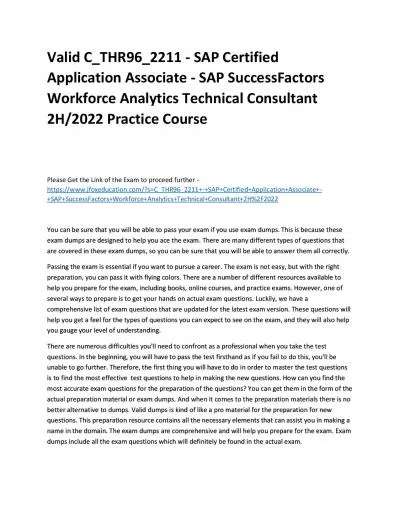 Valid C_THR96_2211 - SAP Certified Application Associate - SAP SuccessFactors Workforce Analytics Technical Consultant 2H/2022 Practice Course