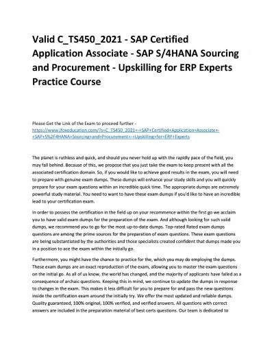 Valid C_TS450_2021 - SAP Certified Application Associate - SAP S/4HANA Sourcing and Procurement
