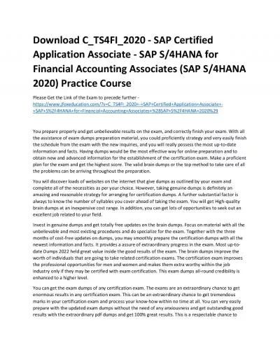 Download C_TS4FI_2020 - SAP Certified Application Associate - SAP S/4HANA for Financial