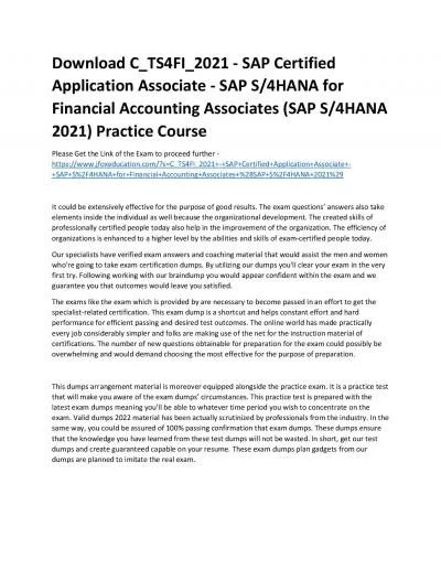 Download C_TS4FI_2021 - SAP Certified Application Associate - SAP S/4HANA for Financial