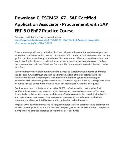 Download C_TSCM52_67 - SAP Certified Application Associate - Procurement with SAP ERP