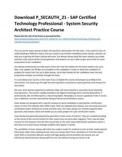 Download P_SECAUTH_21 - SAP Certified Technology Professional - System Security Architect