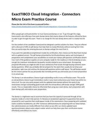 ExactTIBCO Cloud Integration - Connectors Micro Exam Practice Course