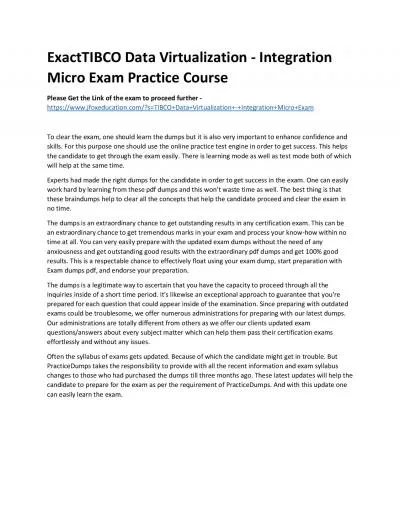 ExactTIBCO Data Virtualization - Integration Micro Exam Practice Course