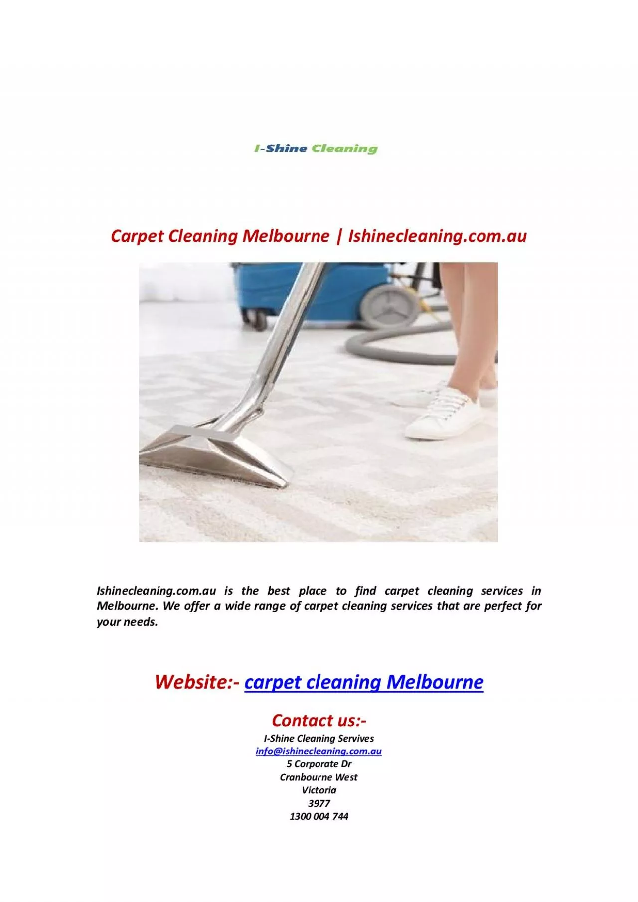 PDF-Carpet Cleaning Melbourne | Ishinecleaning.com.au