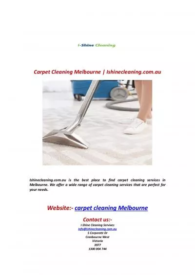 Carpet Cleaning Melbourne | Ishinecleaning.com.au