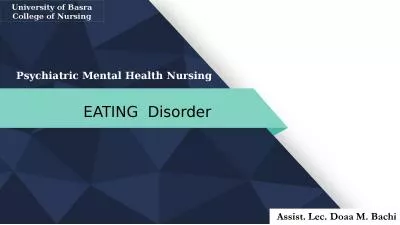 EATING   Disorder  Psychiatric Mental Health Nursing