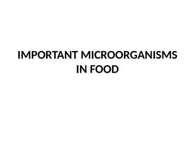 IMPORTANT MICROORGANISMS IN FOOD