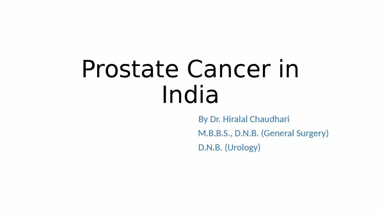 Prostate Cancer in India