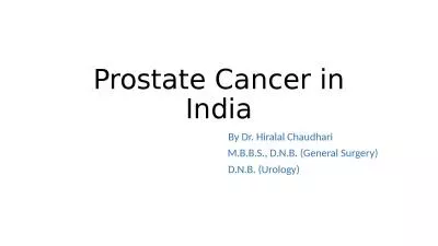 Prostate Cancer in India