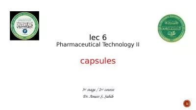 1 lec  6 Pharmaceutical Technology II